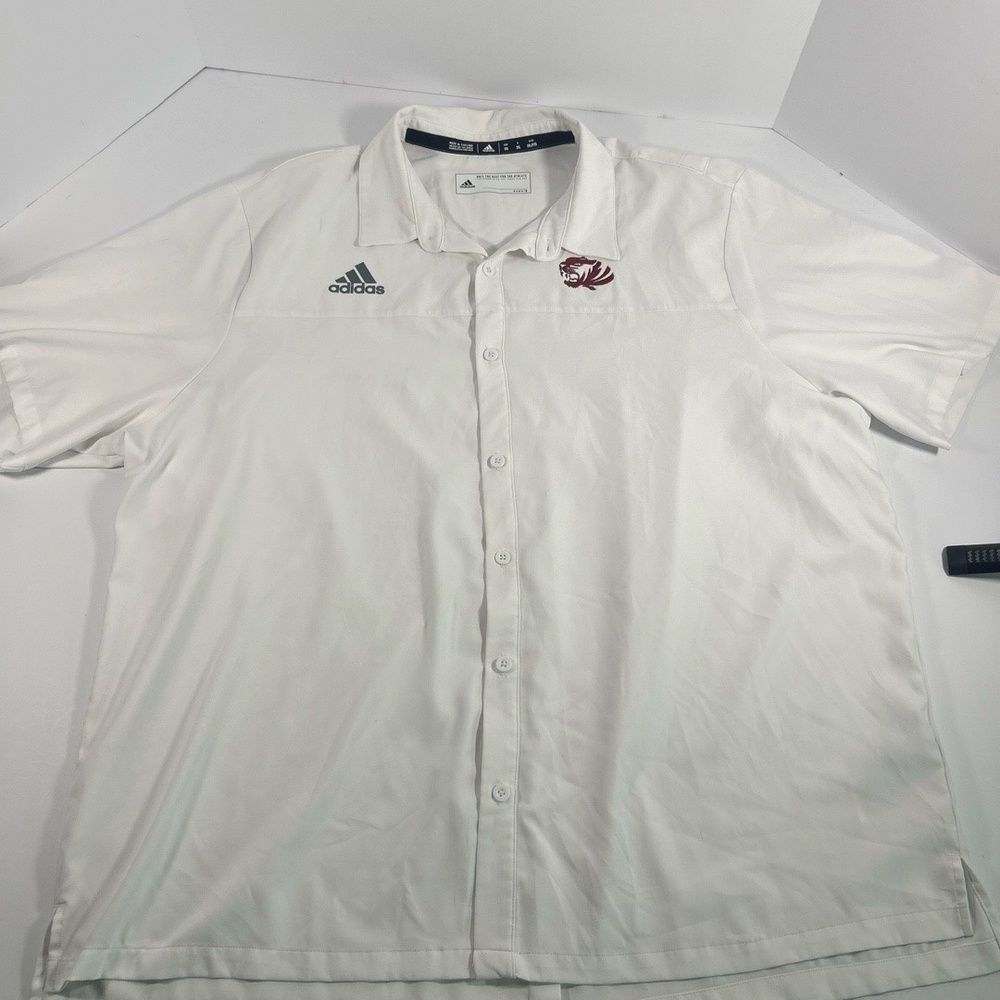 Adidas Polo Shirt Mens Size 2XL White w/ maroon Tigers Logo Athletic Fanwear - Picture 2 of 15